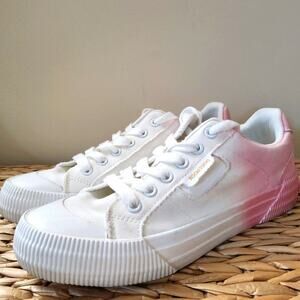 Rocket Dog Women's Cheery White Pink Spray Canvas Fashion Sneakers Sz 8.5
